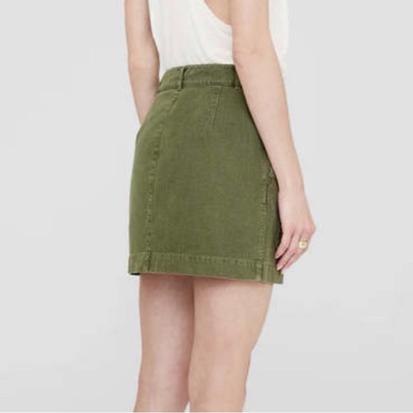 ANINE BING Aliza Mini Skirt in Army Green Sz XS Logo Buttons Like New Luxury - Picture 2 of 15